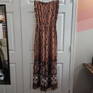 Breezy Boho Strapless Jumpsuit